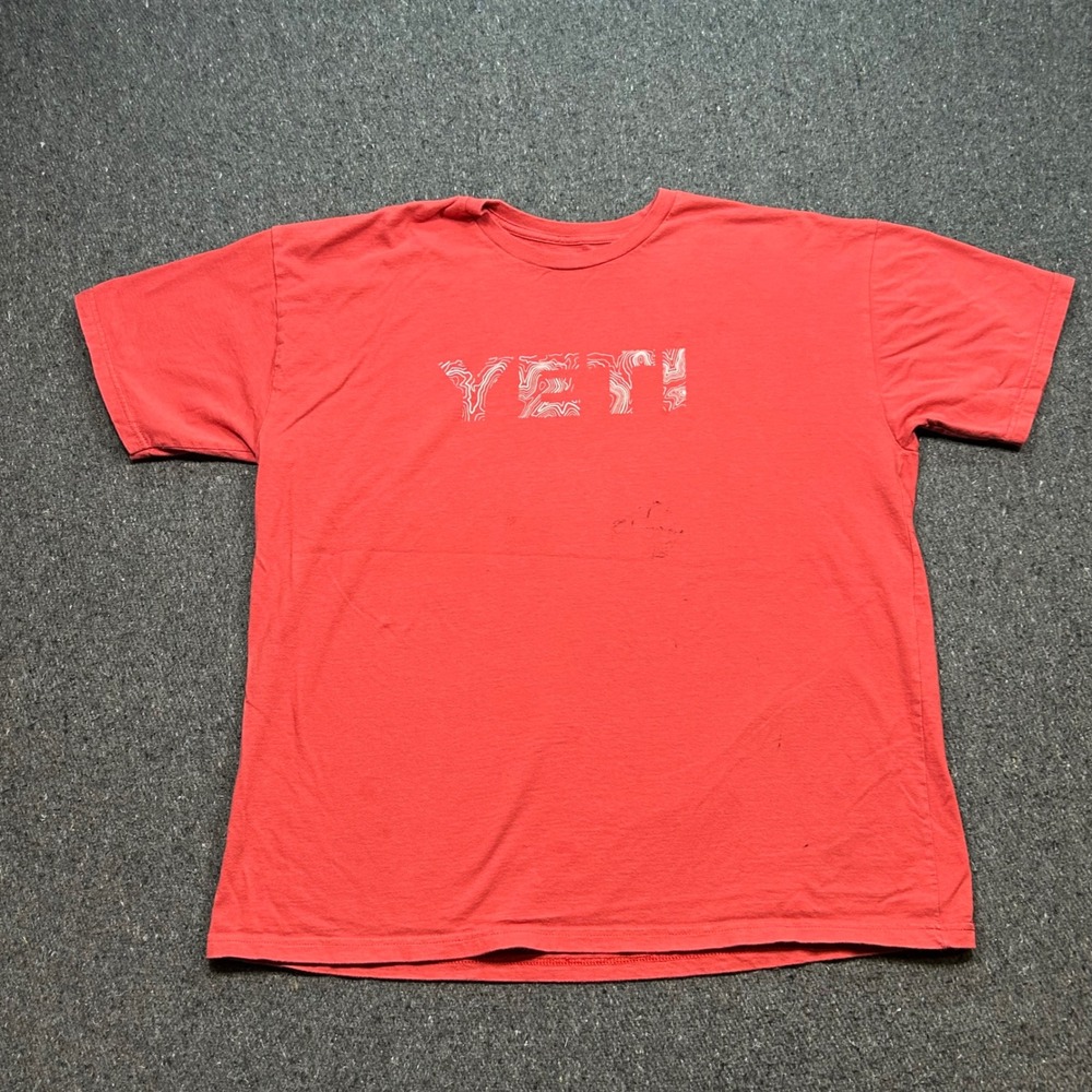 Yeti Topographic Logo TShirt Sz XXL Mens Red Gorpcore Outdoor Graphic Tee